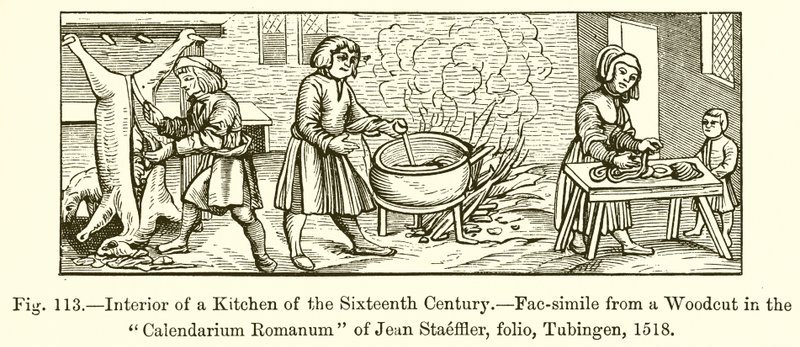 Interior, de, um, cozinha, de, a, décimo sexto século de French School