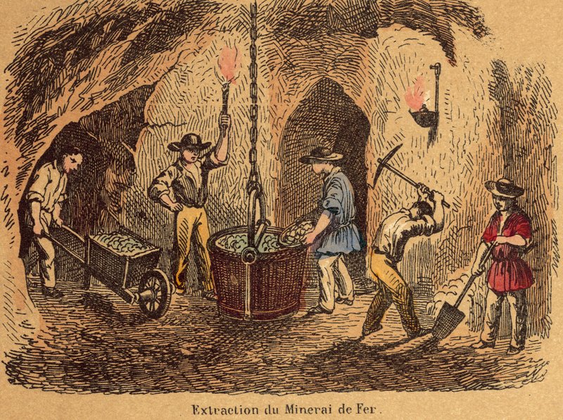 Ferro de engomar (gravação a cores) de French School