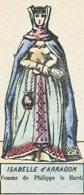 Isabelle de Arragon, Esposa de Filipe o Negrito (gravura colorida) de French School