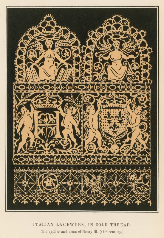 Lacework italiano, em fio de ouro de French School