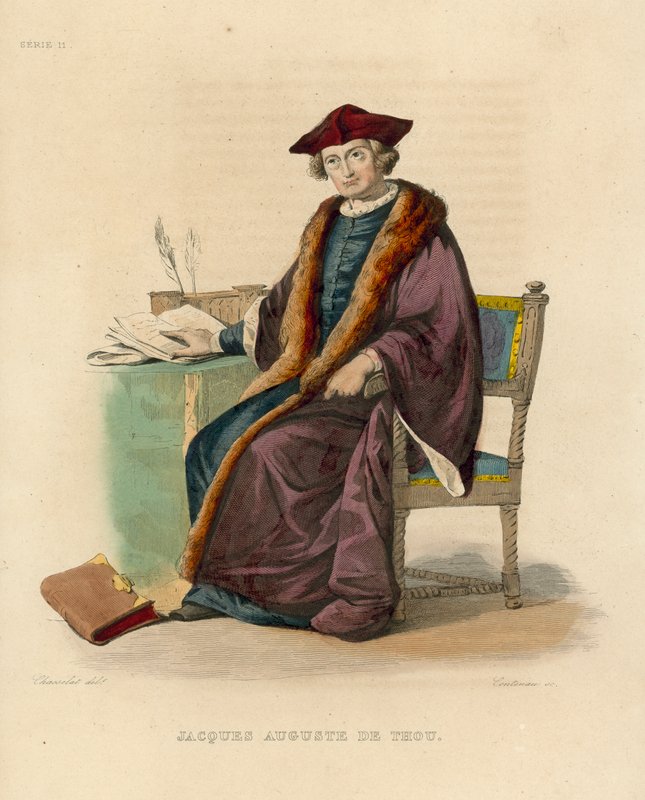 Jacques Auguste de Thou (gravura a cores) de French School