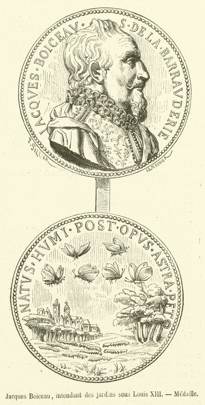 Jacques Boiceau, mordomo dos jardins sob Louis XIII, Medalha (gravação) de French School