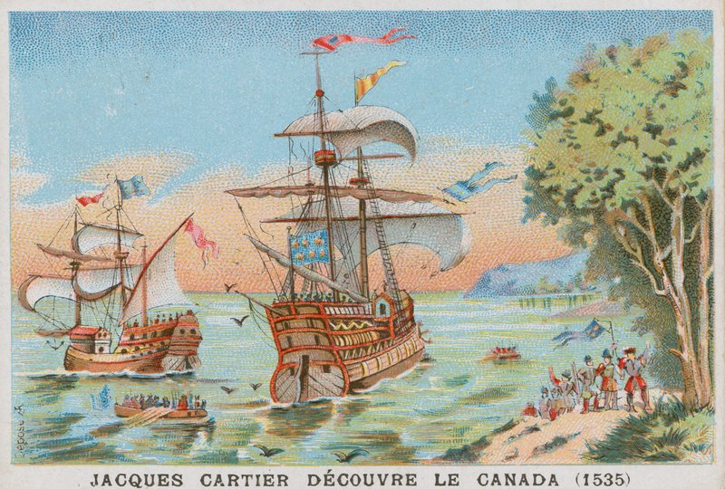 Jacques Cartier descobrindo o Canadá, 1535 de French School