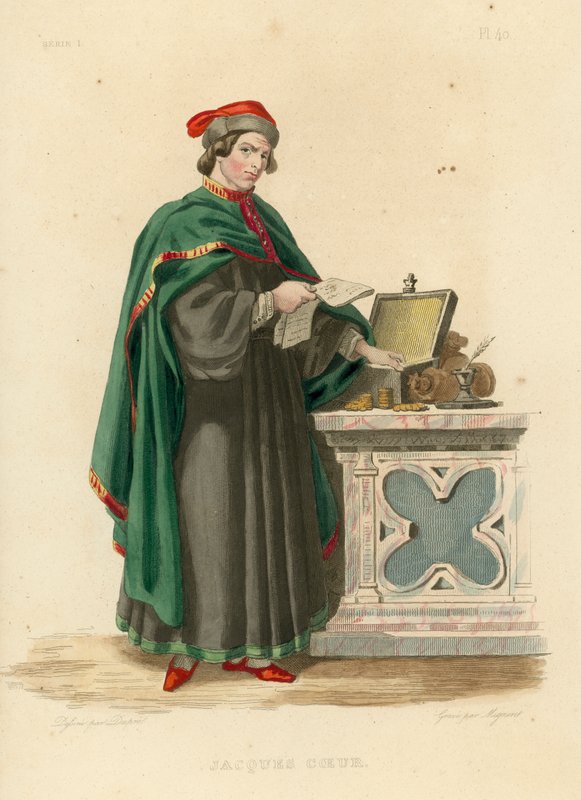 Jacques Coeur (gravura a cores) de French School