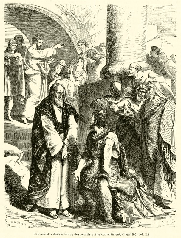 Ciúmes dos judeus à vista dos gentios que se convertem (gravura) de French School