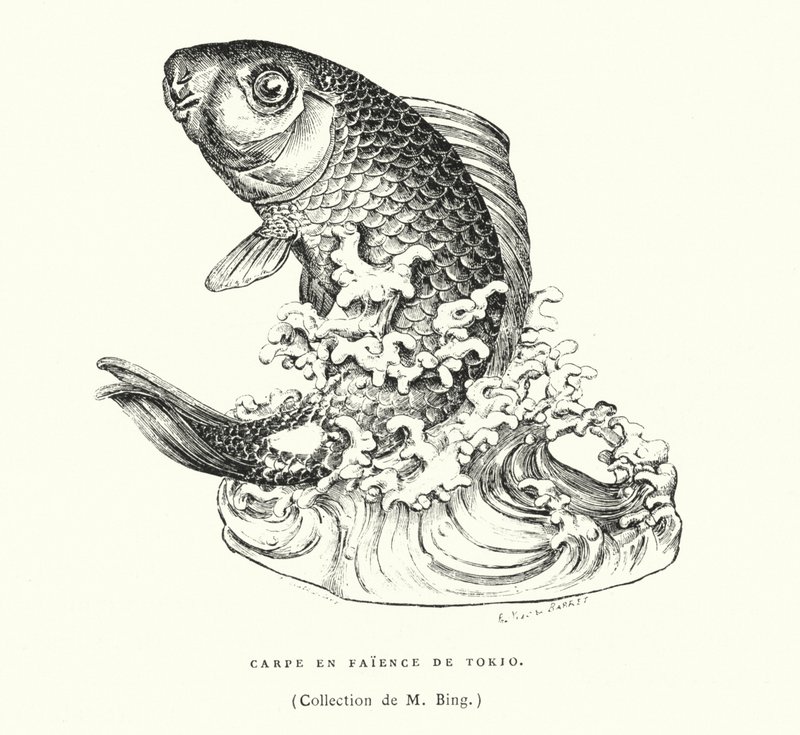 Carpa de faiança japonesa (gravura) de French School