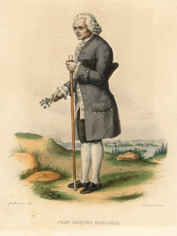 Jean Jacques Rousseau (gravura a cores) de French School