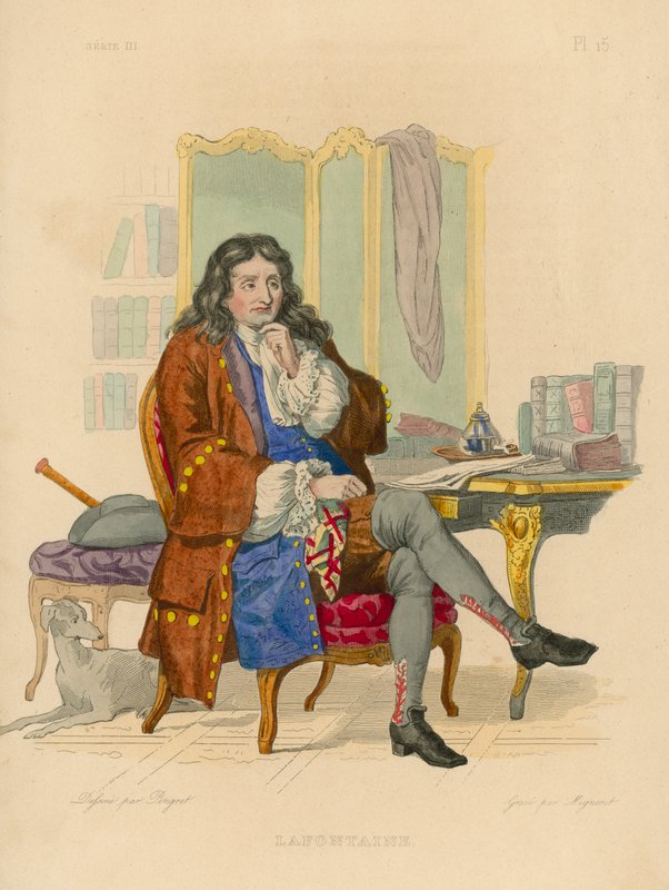 Jean de la Fontaine (gravura a cores) de French School