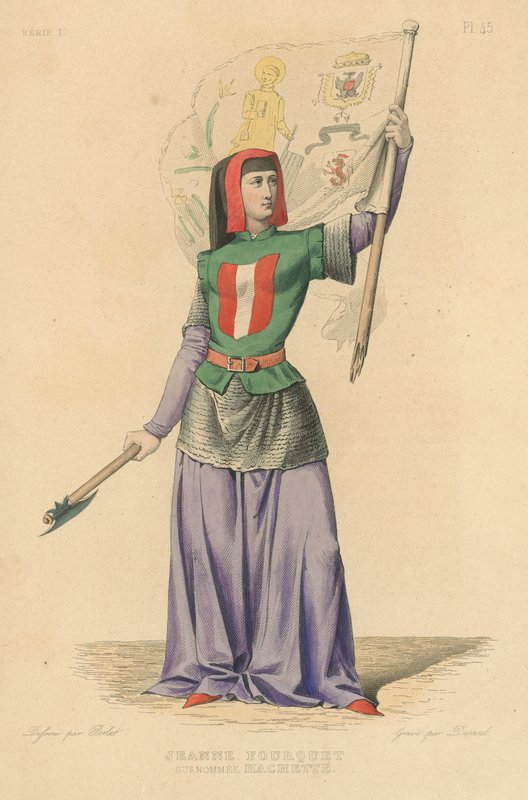 Jeanne Fourquet, apelidada de Hachette (gravura colorida) de French School