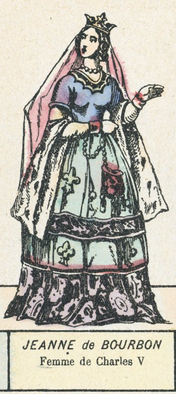 Jeanne de Bourbon, Esposa de Carlos V (gravura a cores) de French School