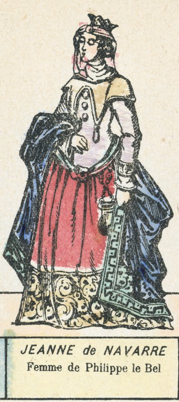 Jeanne de Navarre, Esposa de Filipe, a Feira (gravura colorida) de French School