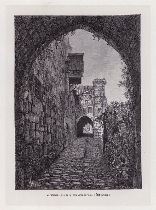 Jerusalém, local do caminho doloroso, estado actual (gravura) de French School