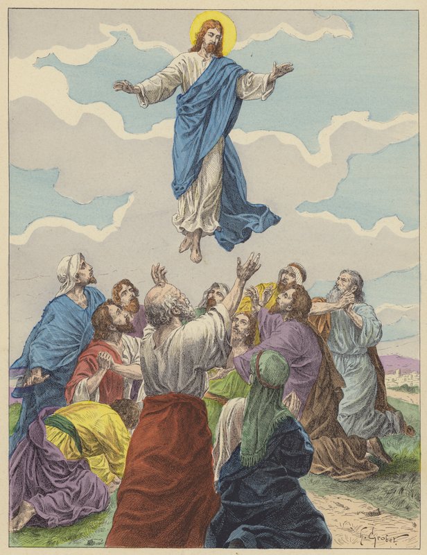 Jesus Cristo, A Ascensão (cor litho) de French School