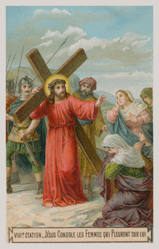 Jesus consola as mulheres que choram por ele. A oitava estação da cruz de French School