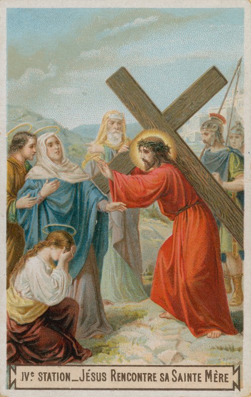 Jesus encontra sua mãe. A quarta estação da cruz de French School