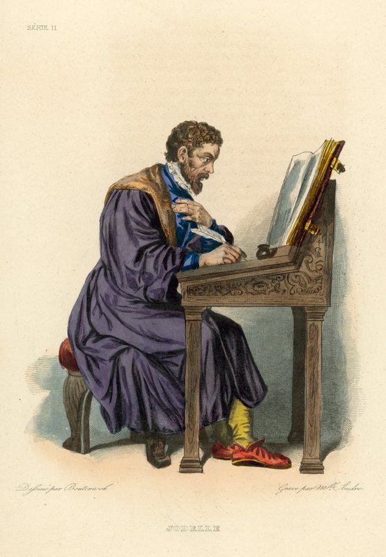 Jodelle (gravura colorida) de French School