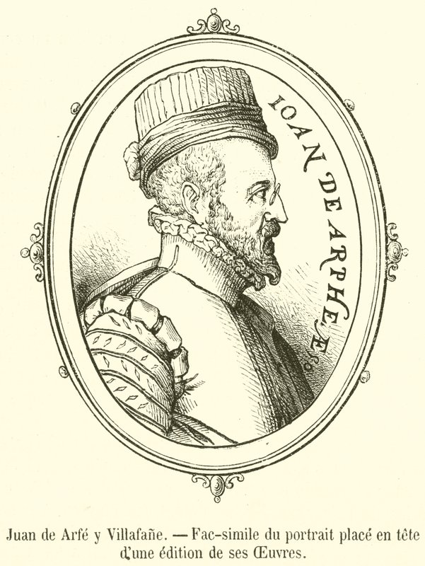 Juan de Arfe y Villafane, fac-símile do retrato colocado à frente de uma edição de suas obras (gravura) de French School