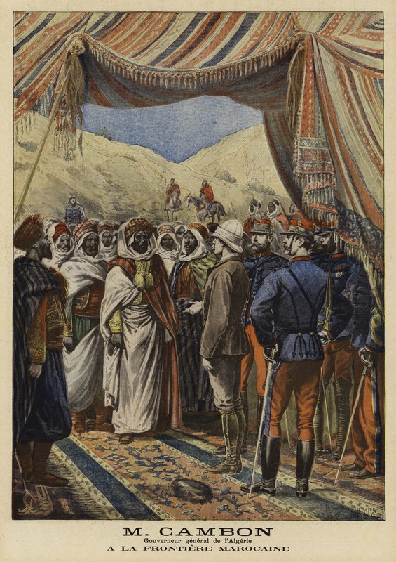 Jules Cambon, governador-geral francês da Argélia, na fronteira marroquina, 1897 de French School