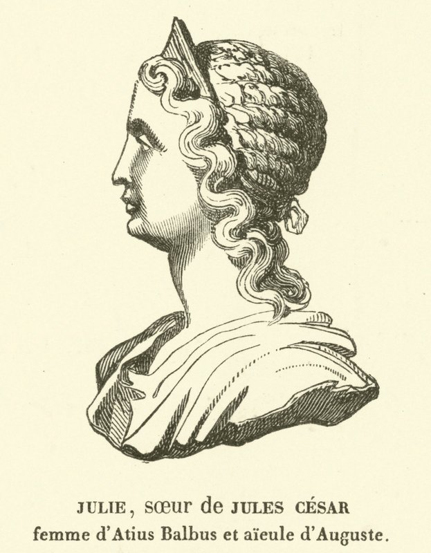 Júlia Menor, irmã de Júlio César, esposa de Marcus Atius Balbus, e avó materna de Augusto (gravura) de French School