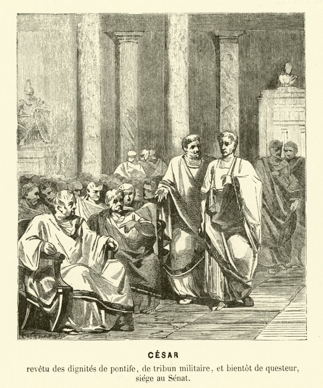 Júlio César no Senado Romano (gravura) de French School