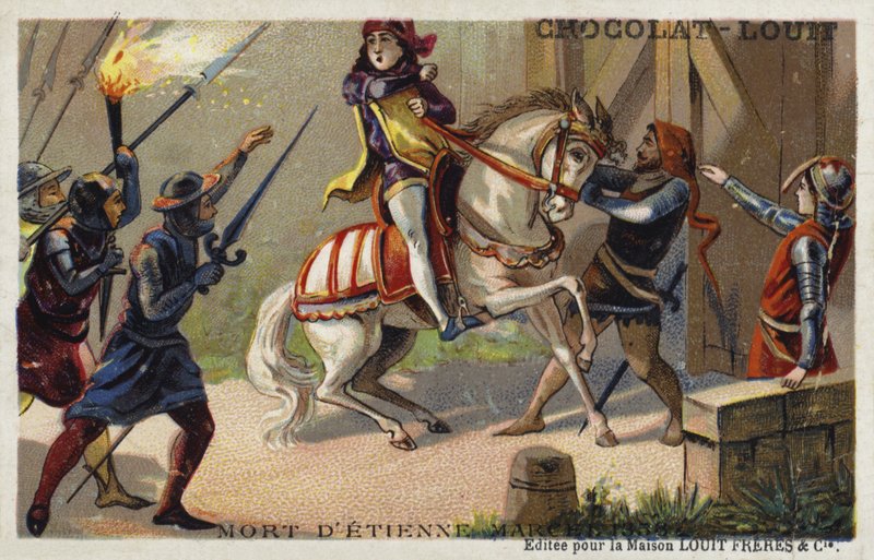 Matança de Etienne Marcel, reitor dos mercadores de Paris, por Jean Maillard, Paris, julho de 1358 de French School