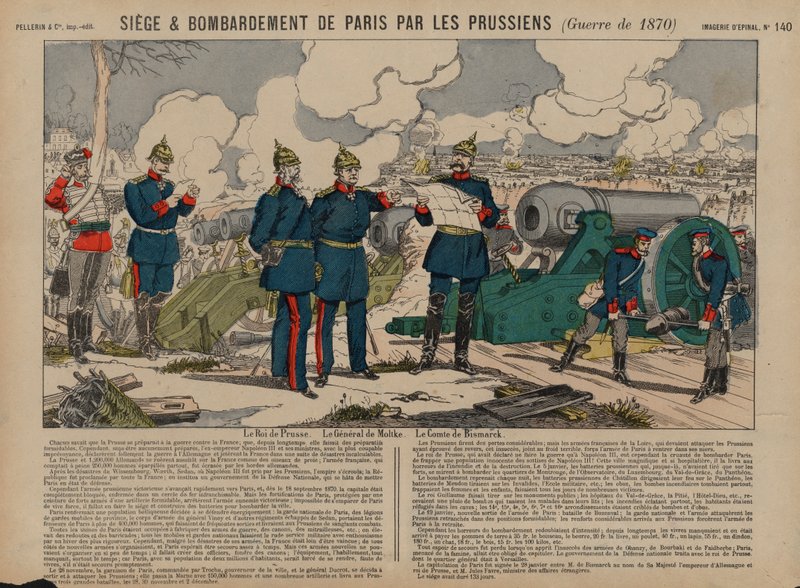 Rei Wilhelm I da Prússia, Otto von Bismarck e Field Marsha Helmuth von Moltke no Cerco de Paris, Guerra Franco-Prussiana de French School
