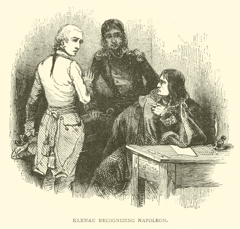 Klenau reconhecendo Napoleão (gravura) de French School