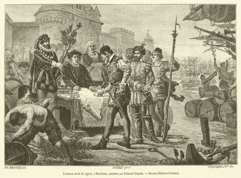 A Antiga Direita dos Ciprestes, em Bordeaux (gravura) de French School