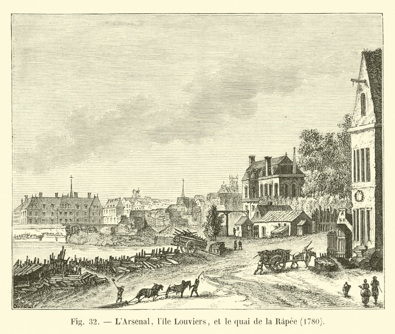 LArsenal, lile Louviers e o quai de la Rapee, 1780 de French School