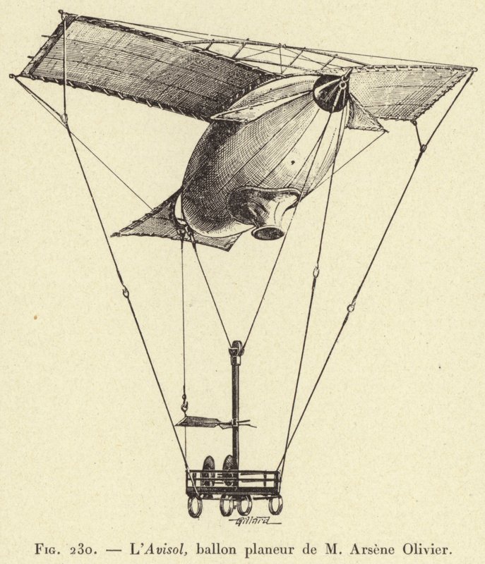 O Avisol, balão deslizante de M. Arsene Olivier (gravura) de French School