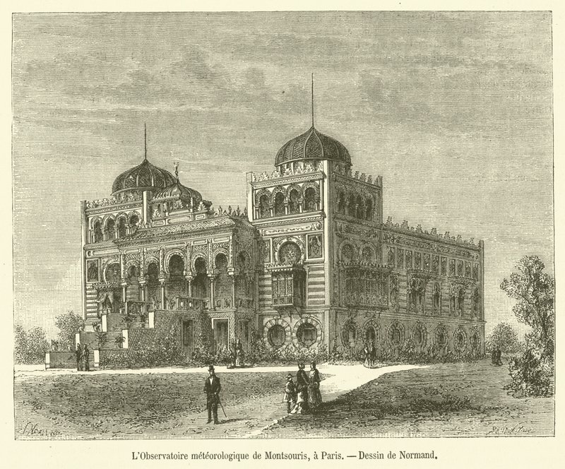 Observatório meteorológico de Montsouris, em Paris (gravura) de French School