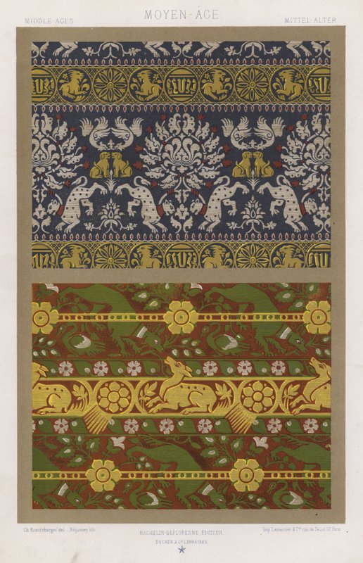Ornamentação de tecidos: Idade Média, Idade Média, Idade Média (cor litho) de French School