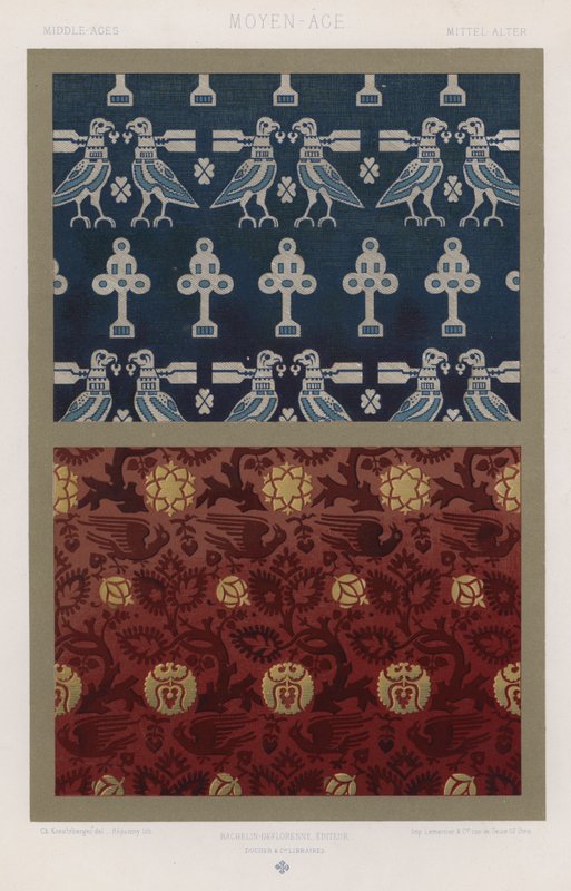 Ornamentação de tecidos: Idade Média, Idade Média, Idade Média (cor litho) de French School