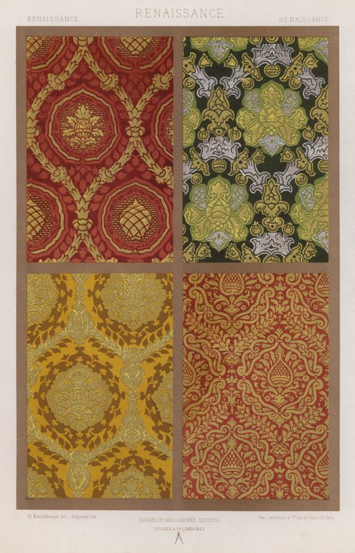 Ornamentação de tecidos: Renascença (cor litho) de French School