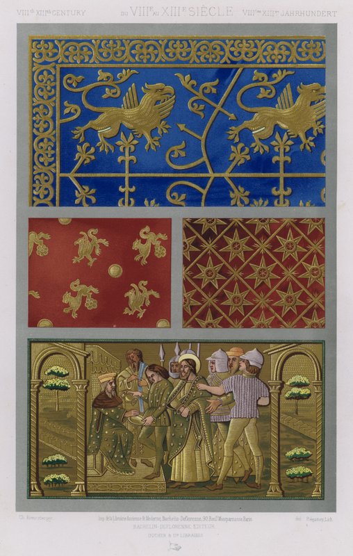Ornamento de Tecidos: VIII Século XIII, du VIIIe au XIIIe Siecle, VIIItes XIIItes Jahrhunder (cor litho) de French School