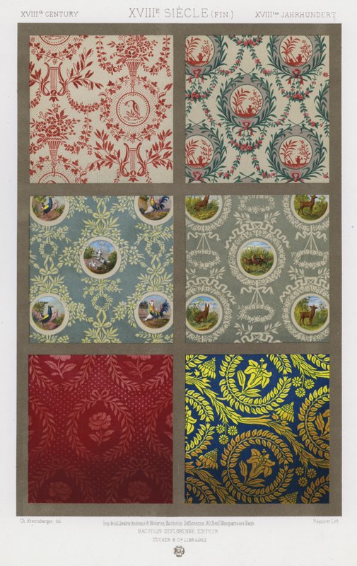 Ornamentação de tecidos: Século 18, Século 18 (Fim), Século 18 (cor litho) de French School