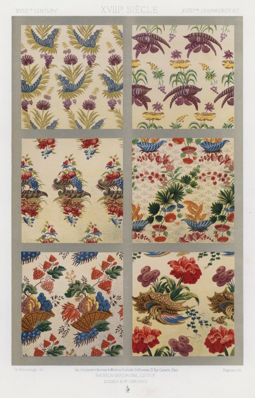 Ornamento de Tecidos: Século 18, Século 18, Século 18 (cor litho) de French School