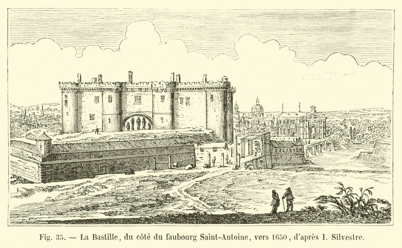 A Bastilha, no lado do Faubourg Saint-Antoine, por volta de 1650, de I Silvestre de French School