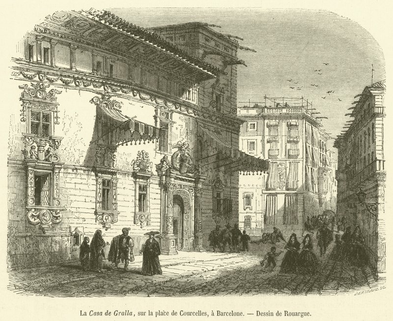 La Casa de Gralla, na praça de Courcelles, Barcelona (gravura) de French School