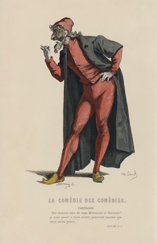 La Comedie Des Comedies, Pantalon (gravura a cores) de French School