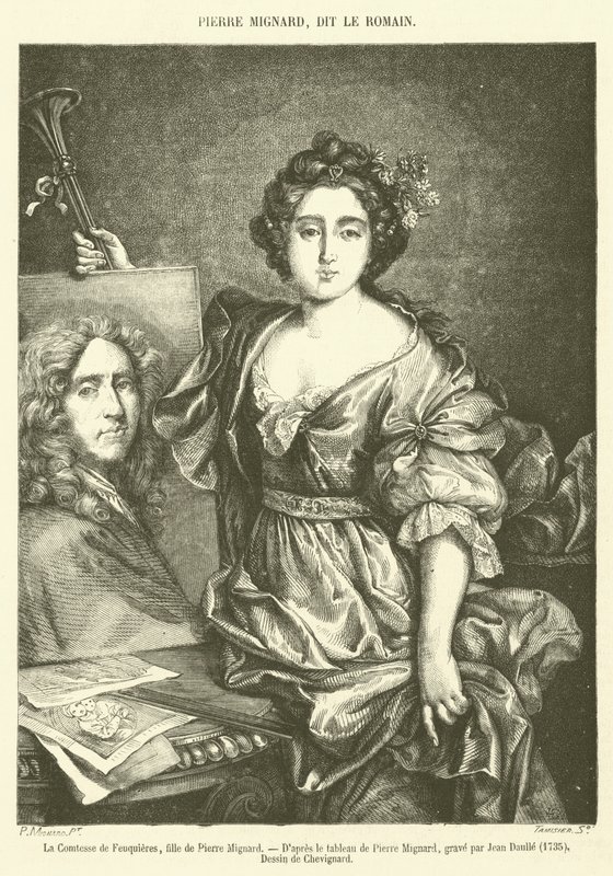 A Condessa de Feuquieres, filha de Pierre Mignard (gravura) de French School