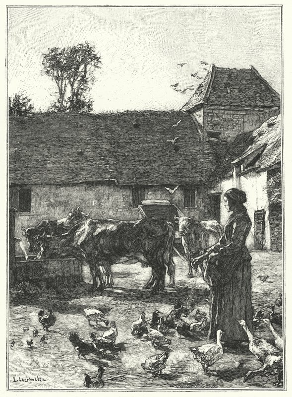 La Cour De La Ferme (gravura) de French School