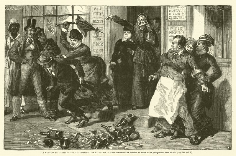 A Cruzada das Mulheres contra a Intemperança nos Estados Unidos (gravura) de French School