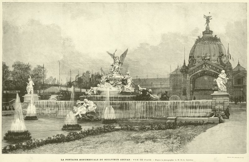 A Fonte Monumental do Sculptor Coutan, Vista Frontal, Da fotografia de M H-C Godefroy (gravura) de French School
