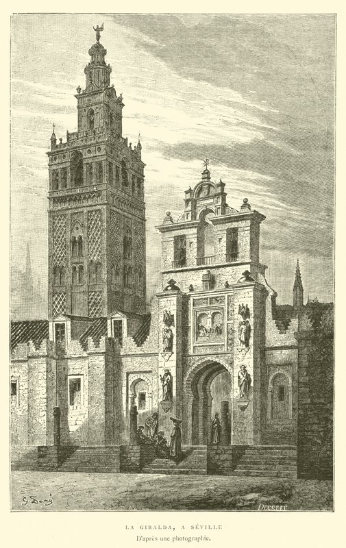 La Giralda, em Sevilha (gravura) de French School