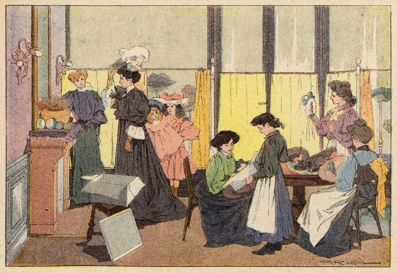 La Modiste, The Milliner (cor litho) de French School