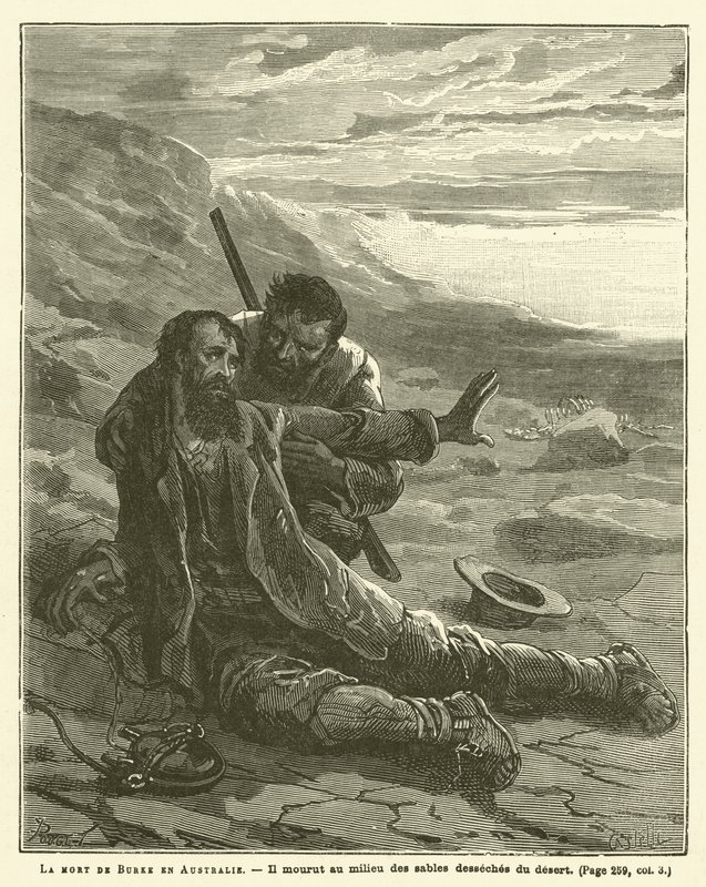 A Morte de Burke na Austrália (gravura) de French School