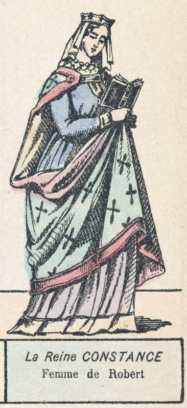 Rainha Constança, esposa de Robert (gravura colorida) de French School