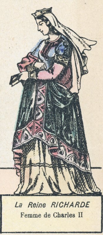 Rainha Richarde, Esposa de Carlos II (gravura a cores) de French School