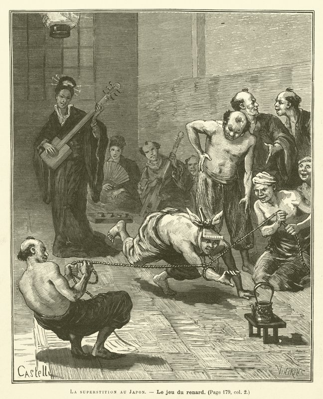 Superstição no Japão (gravura) de French School